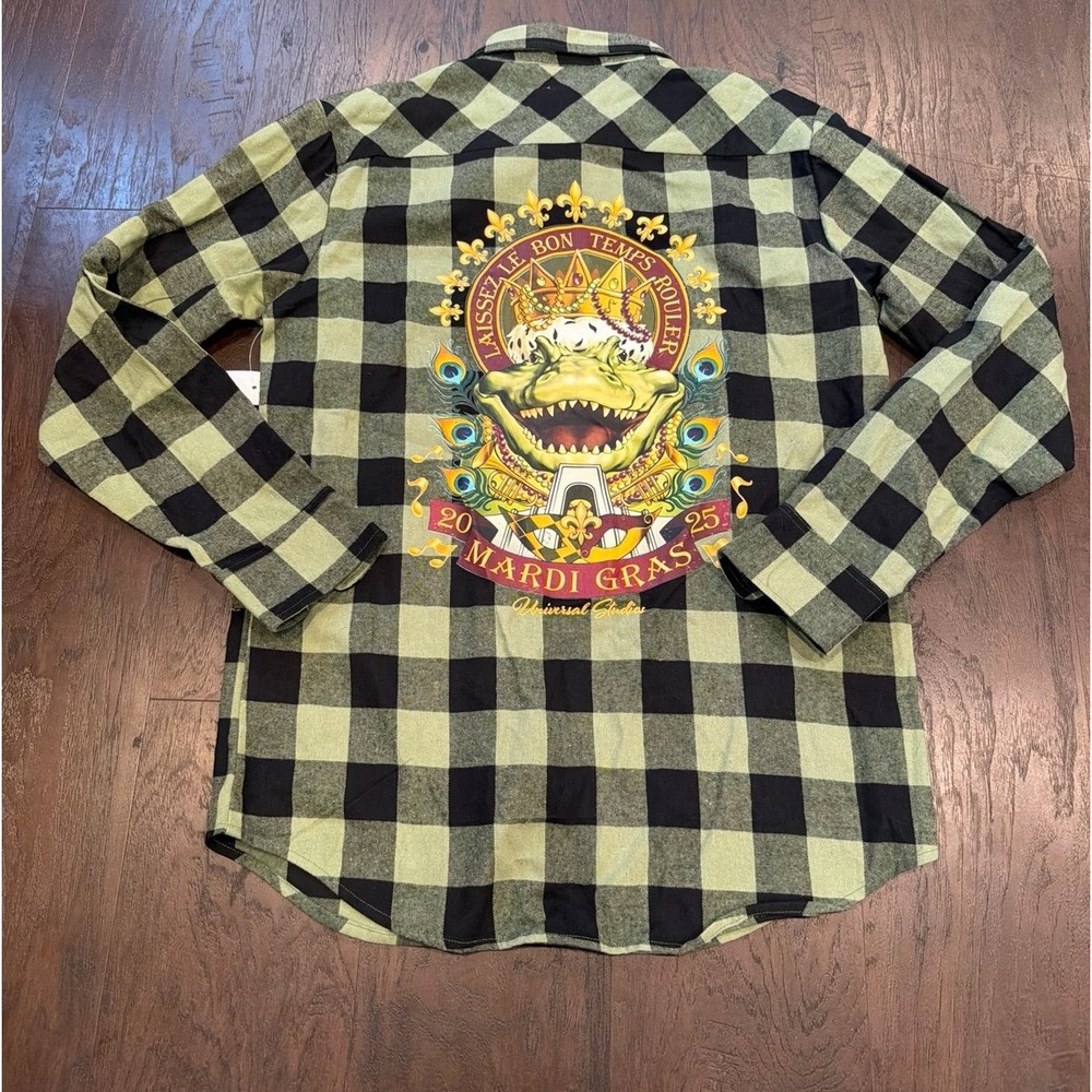 Universal‎ studios Mardi Gras flannel shirt nwt
